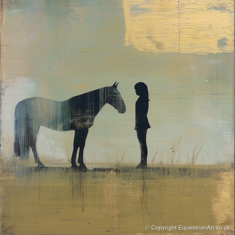 Silent Communion - horse & rider art print and canvas by Graham Whitaker A.I