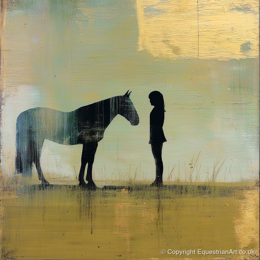 Silent Communion - horse & rider art print and canvas by Graham Whitaker A.I