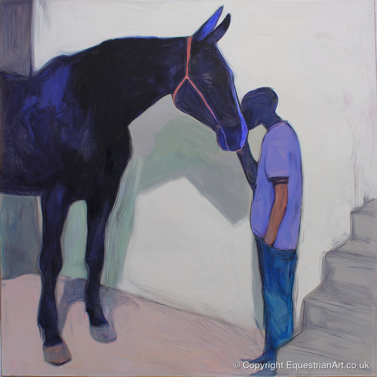 Silent Communion - horse & rider art print and canvas by Marcus Vane A.I