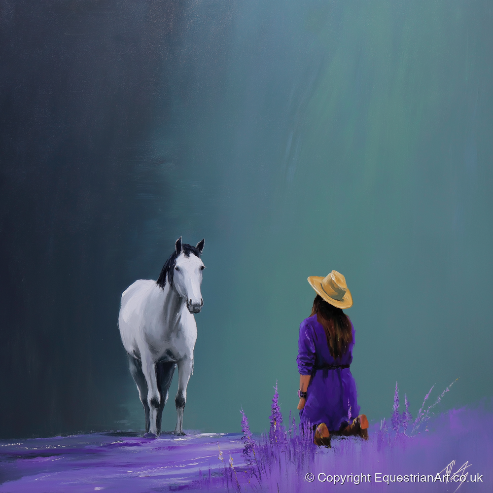 Silent Communion - horse & rider art print and canvas by Wesley Stanton A.I