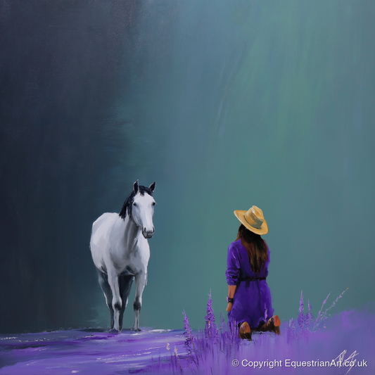 Silent Communion - horse & rider art print and canvas by Wesley Stanton A.I