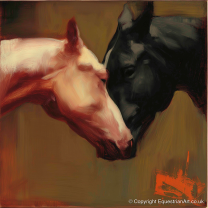 Silent Communion - horse portrait art print and canvas by Thomas Cavendish A.I