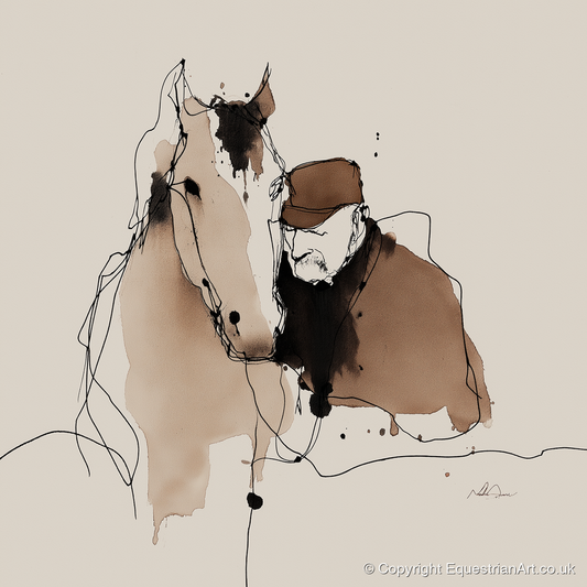 Silent Companions - horse & rider art print and canvas by Julian Vance A.I