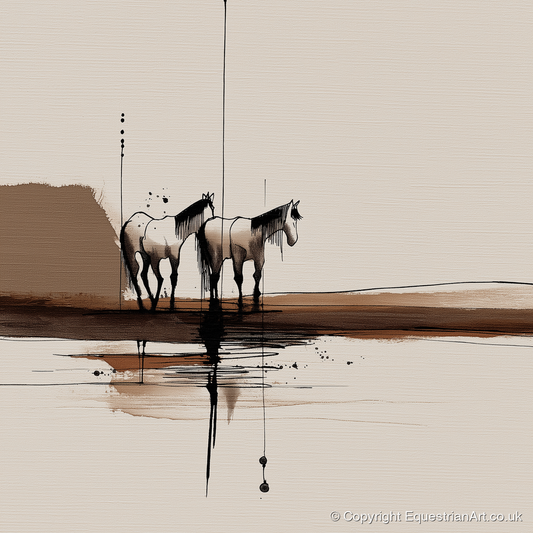 Silent Companions - horse landscape art print and canvas by Julian Vance A.I