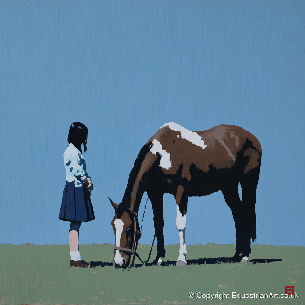 Silent Companionship - horse & rider art print and canvas by Preston Hale A.I