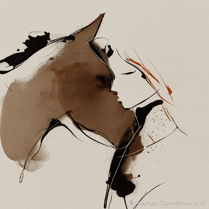 Silent Connection - horse & rider art print and canvas by Julian Vance A.I