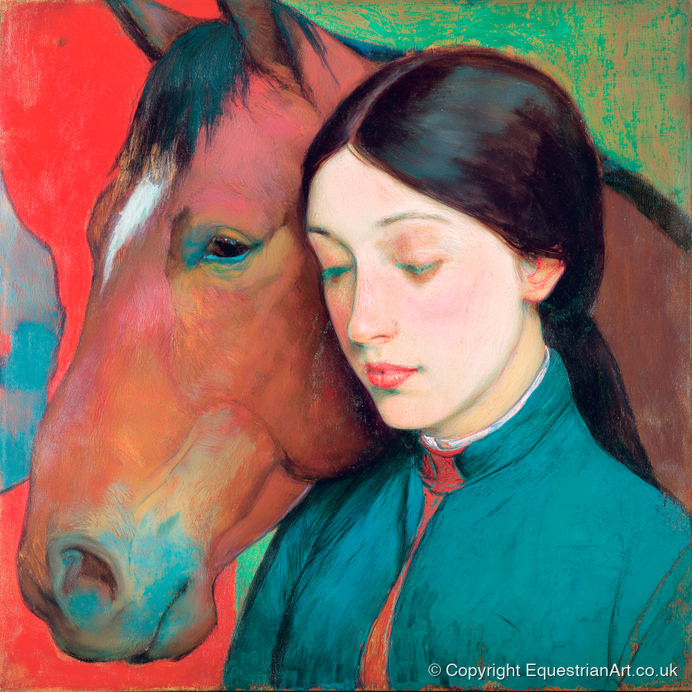 Silent Devotion - horse & rider art print and canvas by Lawrence Gable A.I