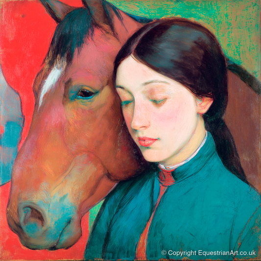 Silent Devotion - horse & rider art print and canvas by Lawrence Gable A.I