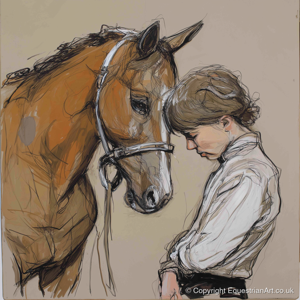Silent Devotion - horse & rider art print and canvas by Jasper Montgomery A.I