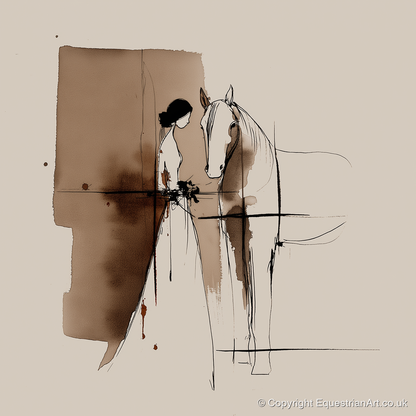 Silent Devotion - horse & rider art print and canvas by Julian Vance A.I