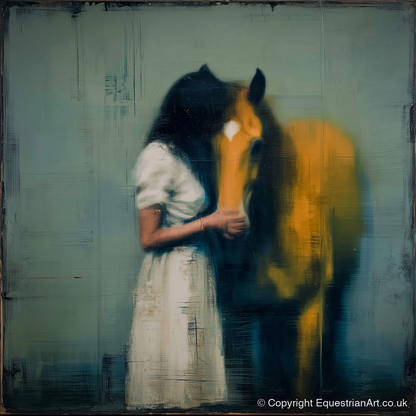 Silent Devotion - horse & rider art print and canvas by Alaric Townsend A.I