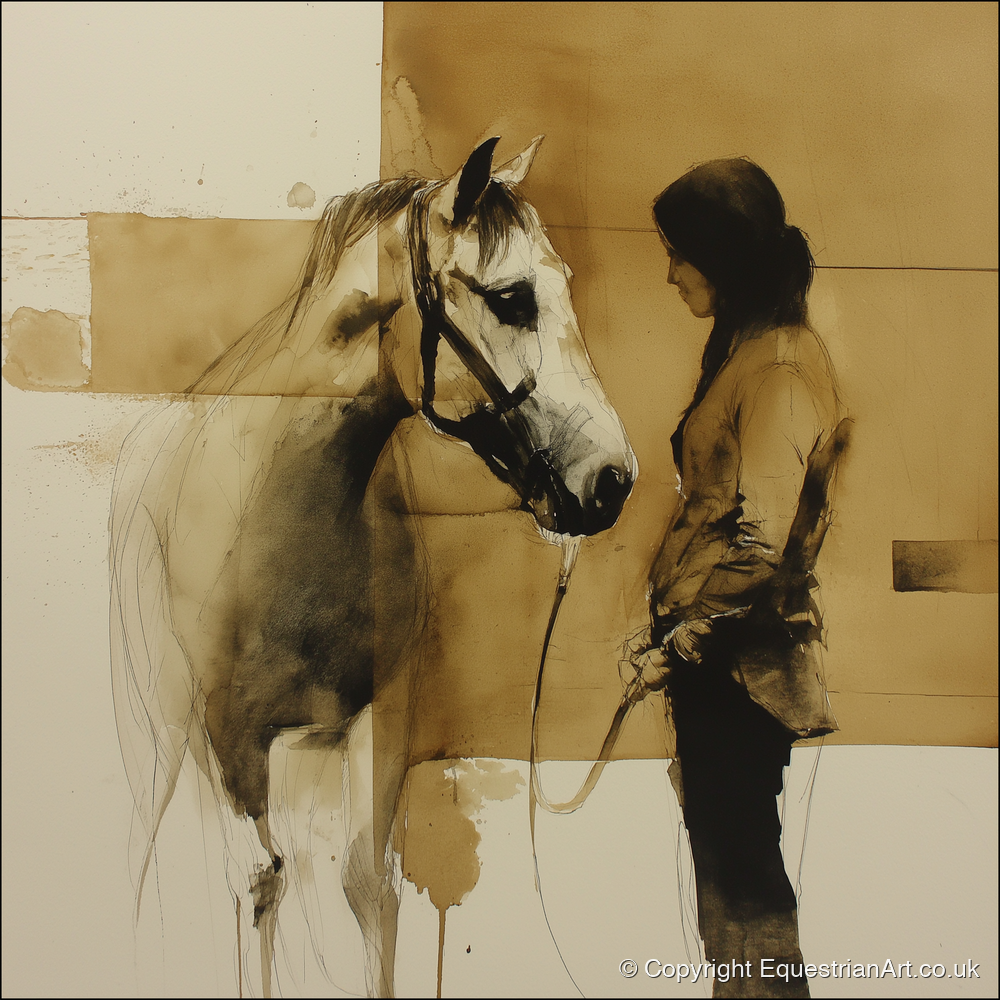 Silent Dialogue - horse & rider art print and canvas by Harrison Cole A.I