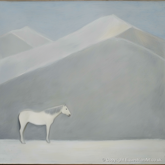 Silent Mountain Sentinel - horse landscape art print and canvas by Constance Haywood A.I