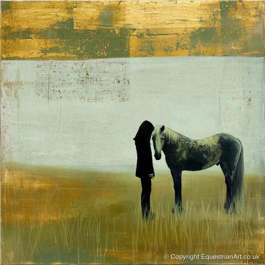 Silent Understanding - horse & rider art print and canvas by Graham Whitaker A.I
