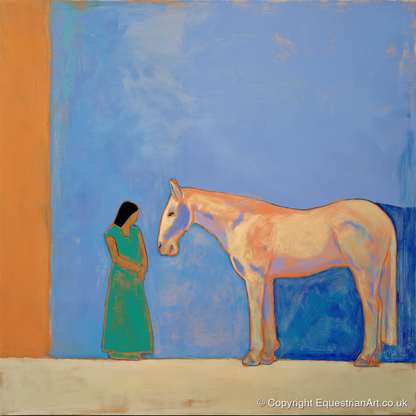 Silent Understanding - horse & rider art print and canvas by Lydia Thornton A.I