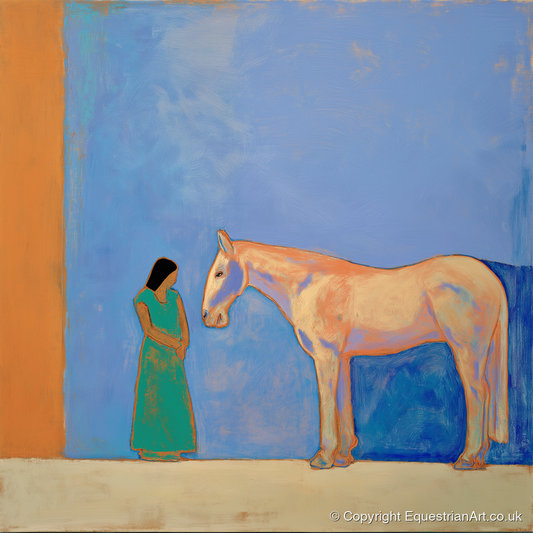 Silent Understanding - horse & rider art print and canvas by Lydia Thornton A.I