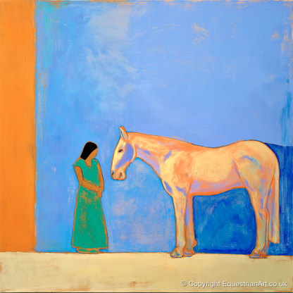 Silent Understanding - horse & rider art print and canvas by Lydia Thornton A.I