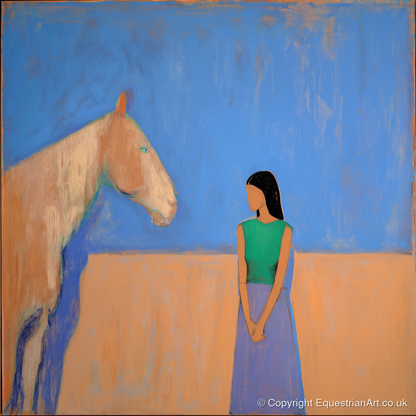 Silent Understanding - horse & rider art print and canvas by Lydia Thornton A.I