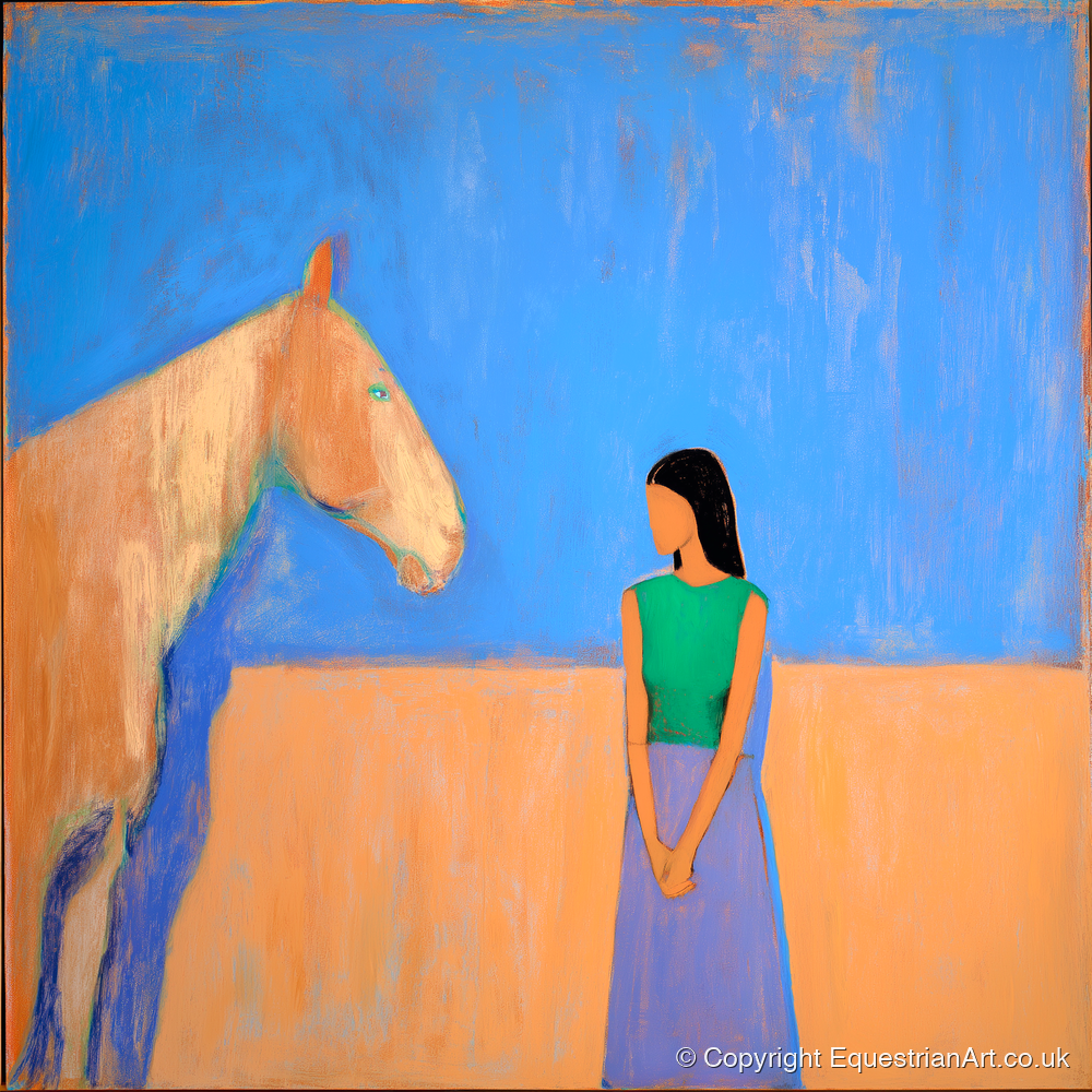 Silent Understanding - horse & rider art print and canvas by Lydia Thornton A.I