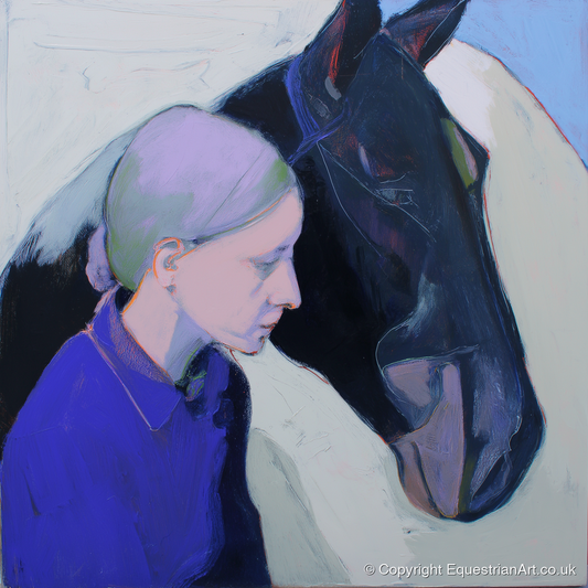 Silent Understanding - horse & rider art print and canvas by Marcus Vane A.I