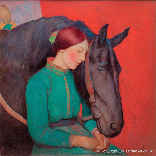 Silent Understanding - horse & rider art print and canvas by Lawrence Gable A.I