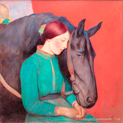 Silent Understanding - horse & rider art print and canvas by Lawrence Gable A.I