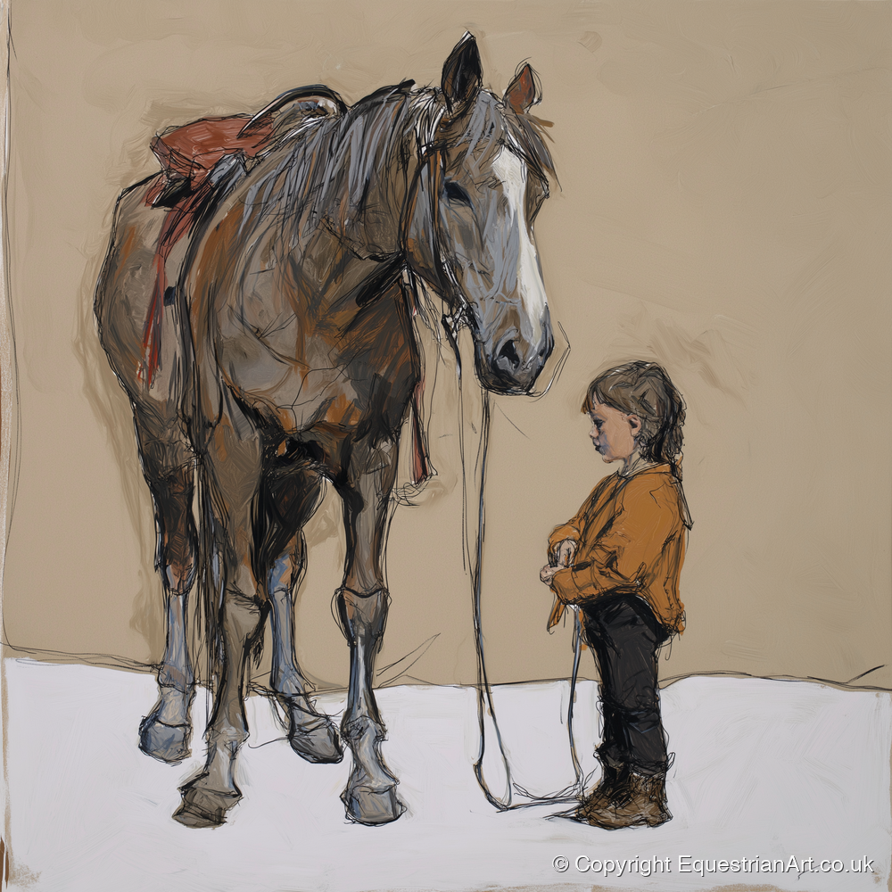 Silent Understanding - horse & rider art print and canvas by Jasper Montgomery A.I