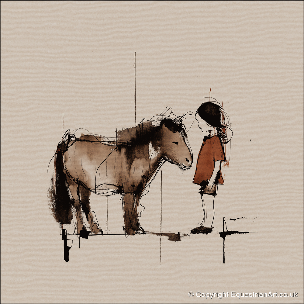 Silent Understanding - horse & rider art print and canvas by Julian Vance A.I