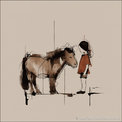 Silent Understanding - horse & rider art print and canvas by Julian Vance A.I