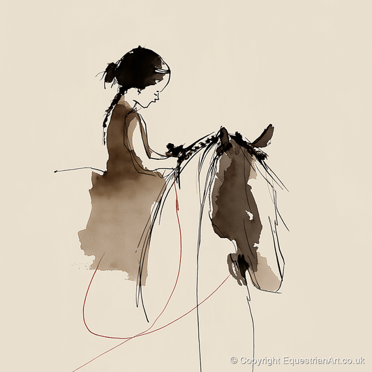 Silent Understanding - horse & rider art print and canvas by Julian Vance A.I