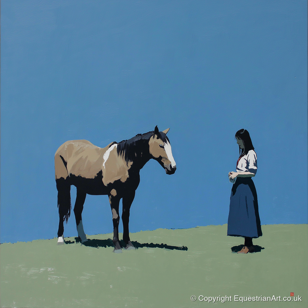Silent Understanding - horse & rider art print and canvas by Preston Hale A.I