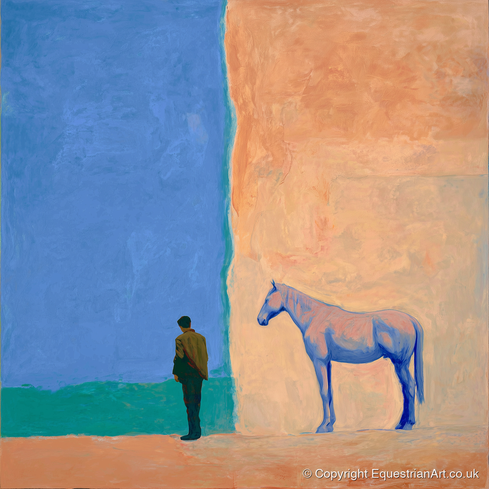 Silent Understanding - horse & rider art print and canvas by Lydia Thornton A.I