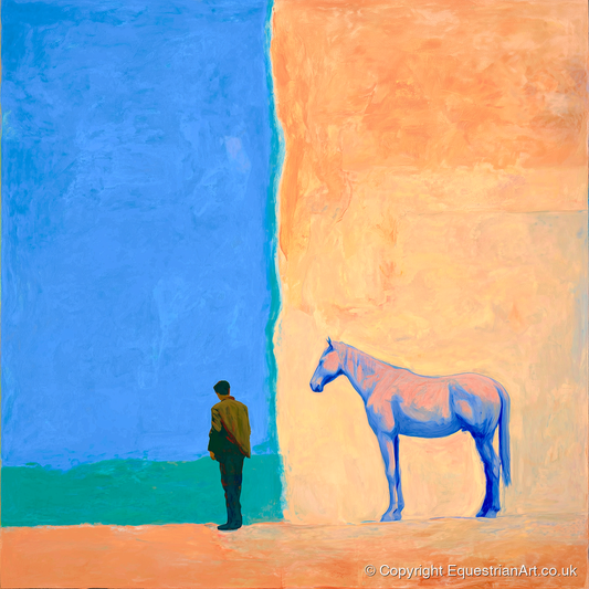 Silent Understanding - horse & rider art print and canvas by Lydia Thornton A.I