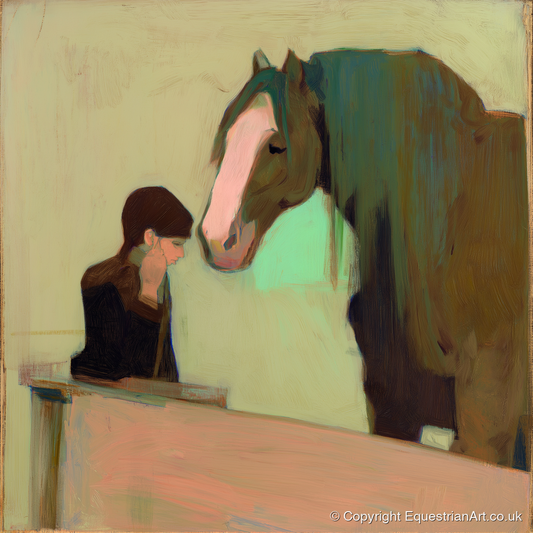 Silent Understanding - horse & rider art print and canvas by Franklin Holloway A.I