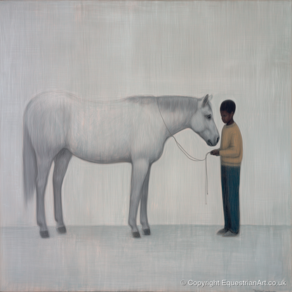 Silent Understanding - horse & rider art print and canvas by Constance Haywood A.I