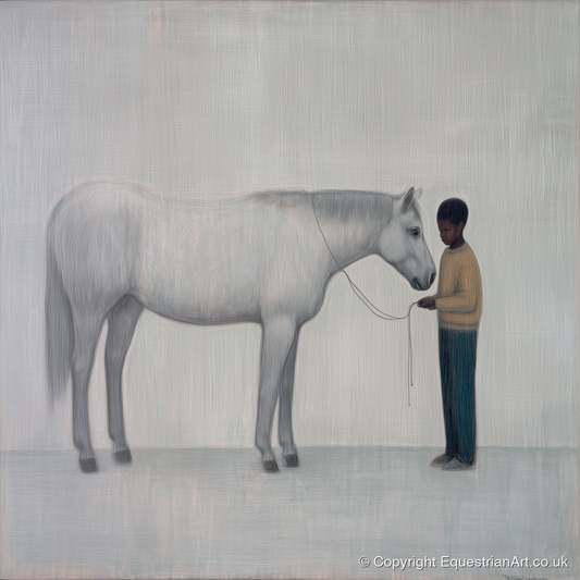 Silent Understanding - horse & rider art print and canvas by Constance Haywood A.I
