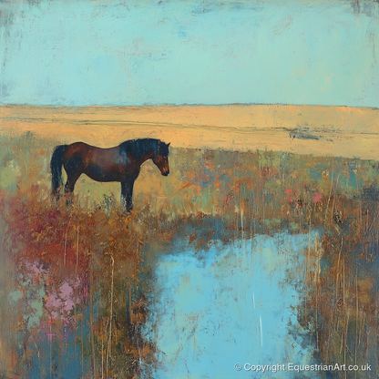 Silent Waters - horse landscape art print and canvas by Benedict Croft A.I