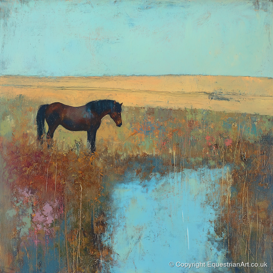 Silent Waters - horse landscape art print and canvas by Benedict Croft A.I
