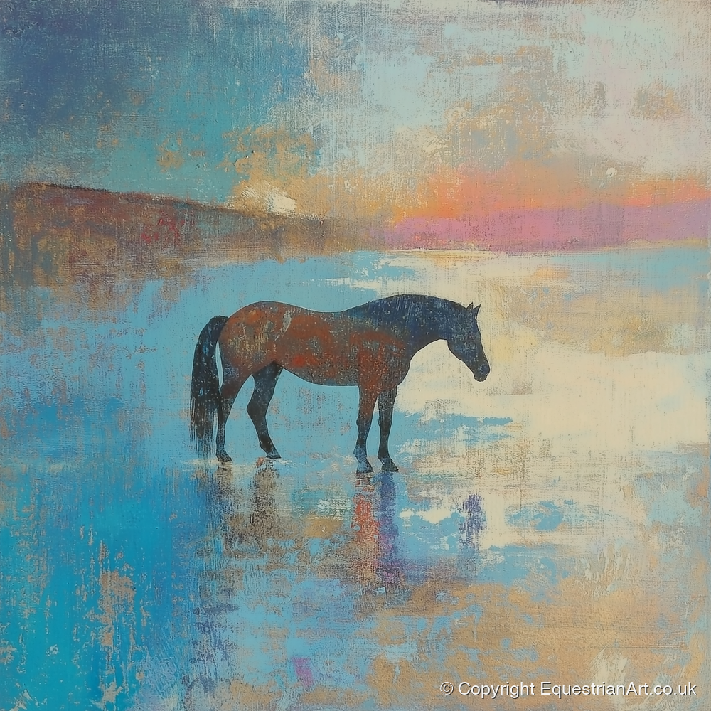 Silent Waters - horse landscape art print and canvas by Benedict Croft A.I