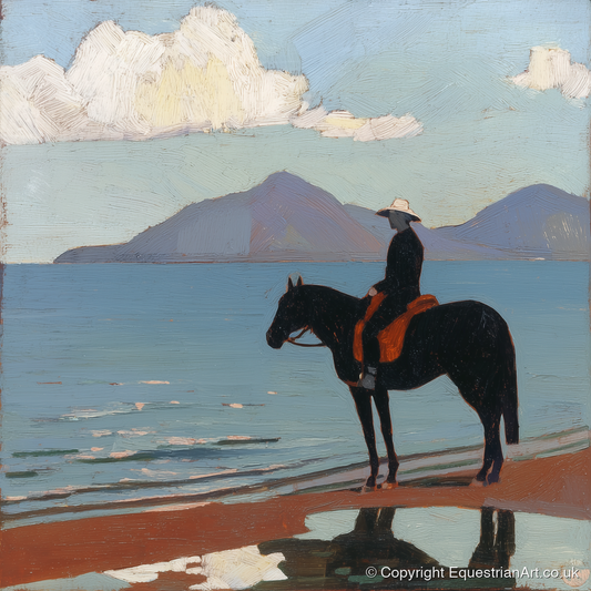 Silhouette on the Sands - beach horse art print and canvas by Ralph Tennyson A.I
