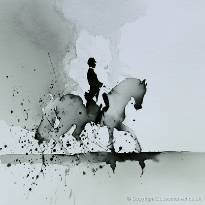 Silhouetted Dressage Elegance - dressage horse art print and canvas by Adrian Frost A.I