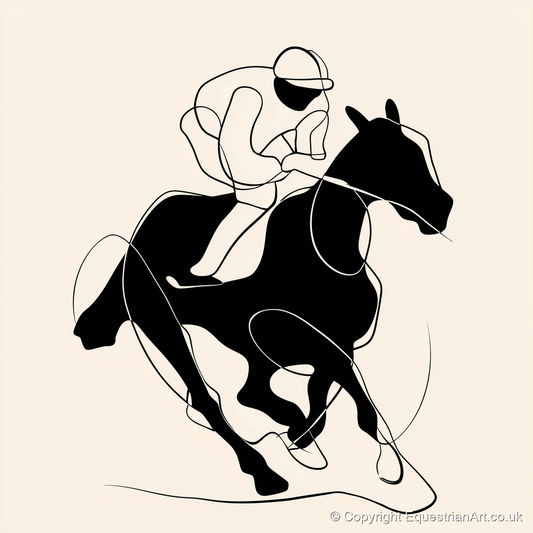 Silhouetted Gallop - racing horse art print and canvas by Felix Chambers A.I