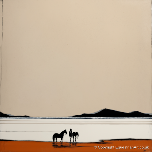 Silhouetted Horizons - horse landscape art print and canvas by Barnaby West A.I