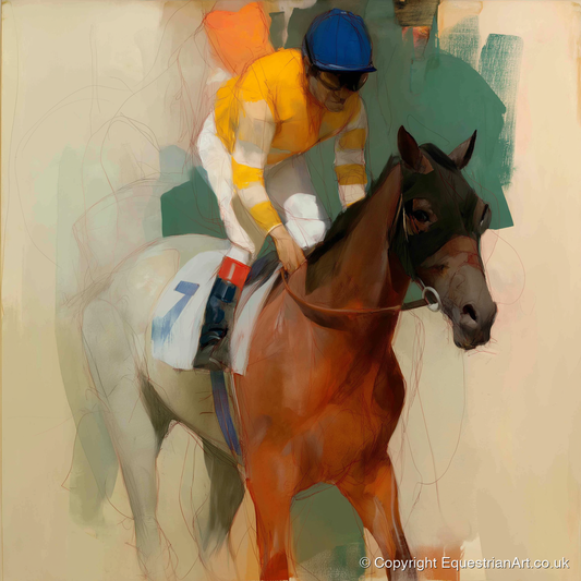 Silks at the Start - racing horse art print and canvas by Silas Marlowe A.I