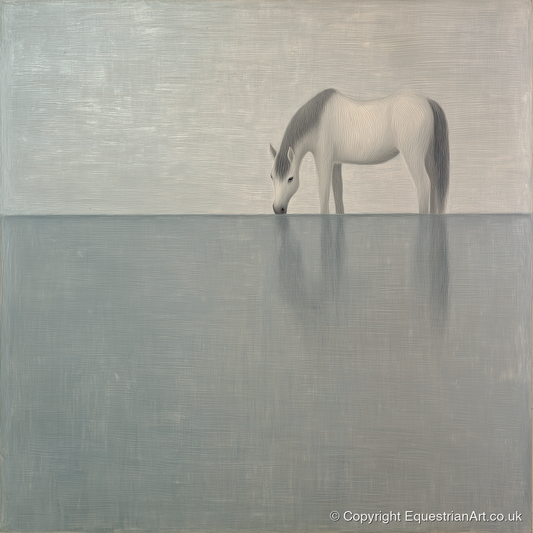 Silver Stillness - horse landscape art print and canvas by Constance Haywood A.I