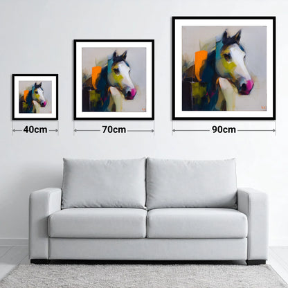 Vivid Equine Profile - size guide showing 40cm, 70cm and 90cm art prints