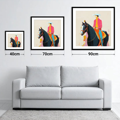 Vibrant Western Spirit - size guide showing 40cm, 70cm and 90cm art prints