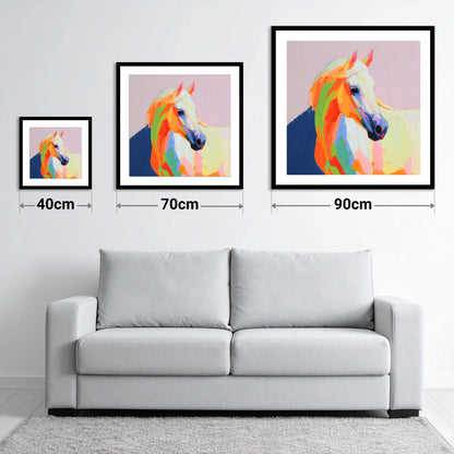 Vivid Equine Profile - size guide showing 40cm, 70cm and 90cm art prints