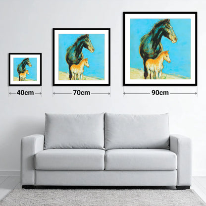Cerulean Bond - size guide showing 40cm, 70cm and 90cm art prints