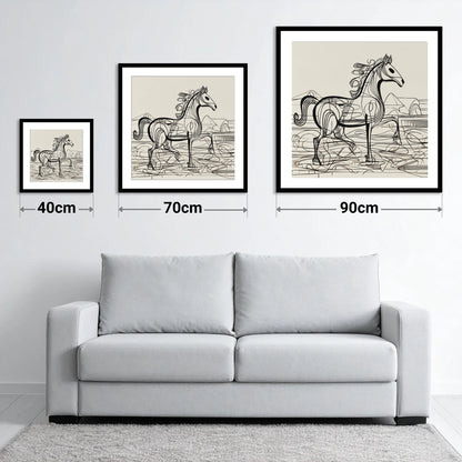 Coastline Contours - size guide showing 40cm, 70cm and 90cm art prints